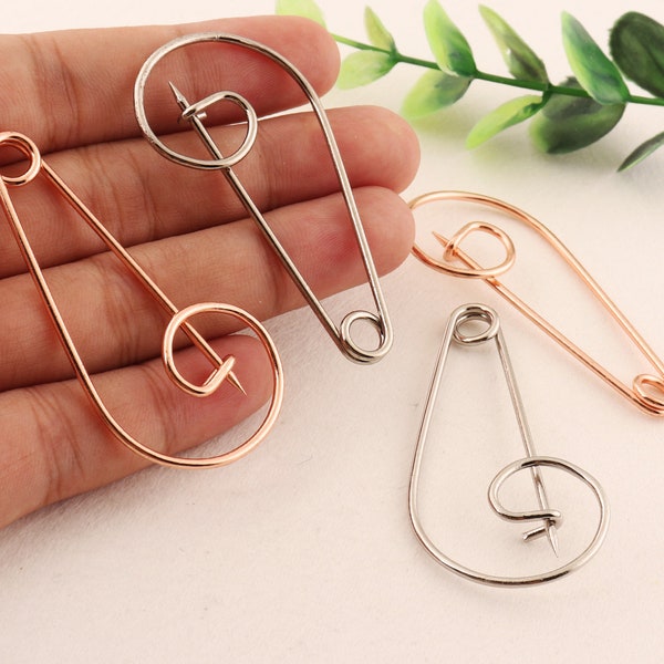 20 pcs Rose Gold/Silver Grandes épingles de sécurité,56*28 mm Broche Arrière Sécurité Pin De sécurité Broche géante de sécurité, broches de broches métalliques broches kilt pour les vêtements