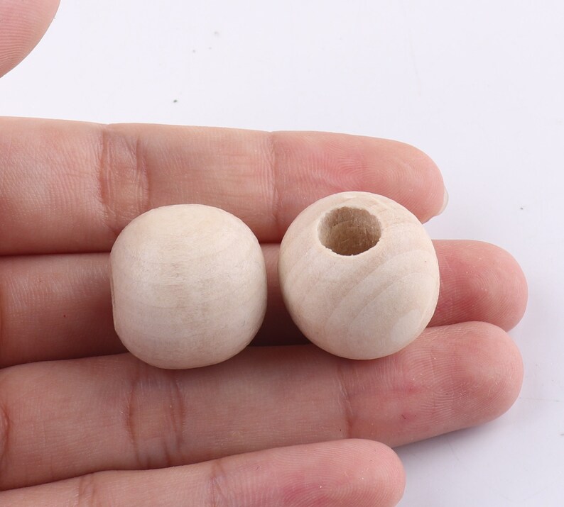 Bead Hole Size 7mm Natural Wood Beadsround Wooden Beadsbulk Etsy