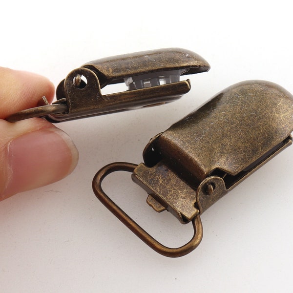 Clip de bretelle en métal en bronze antique, clip de sucette ovale, inserts en plastique ronds pour tétine Paci / porte-dossard, accessoires d’artisanat / vêtements -3/4 ''