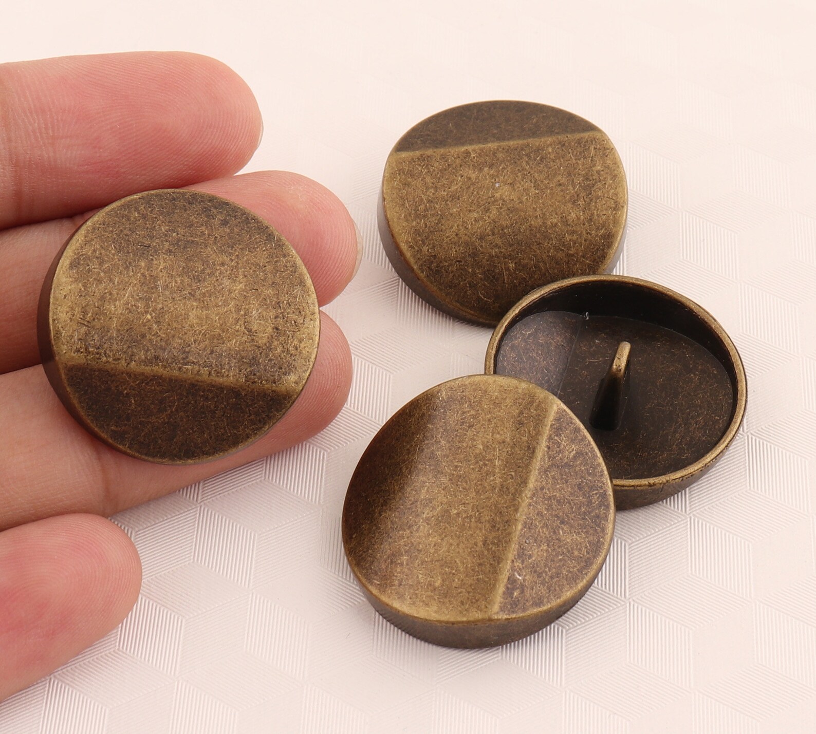 25 Mm Metal Bronze Buttonslarge Round Buttonsedgefold Metal Etsy
