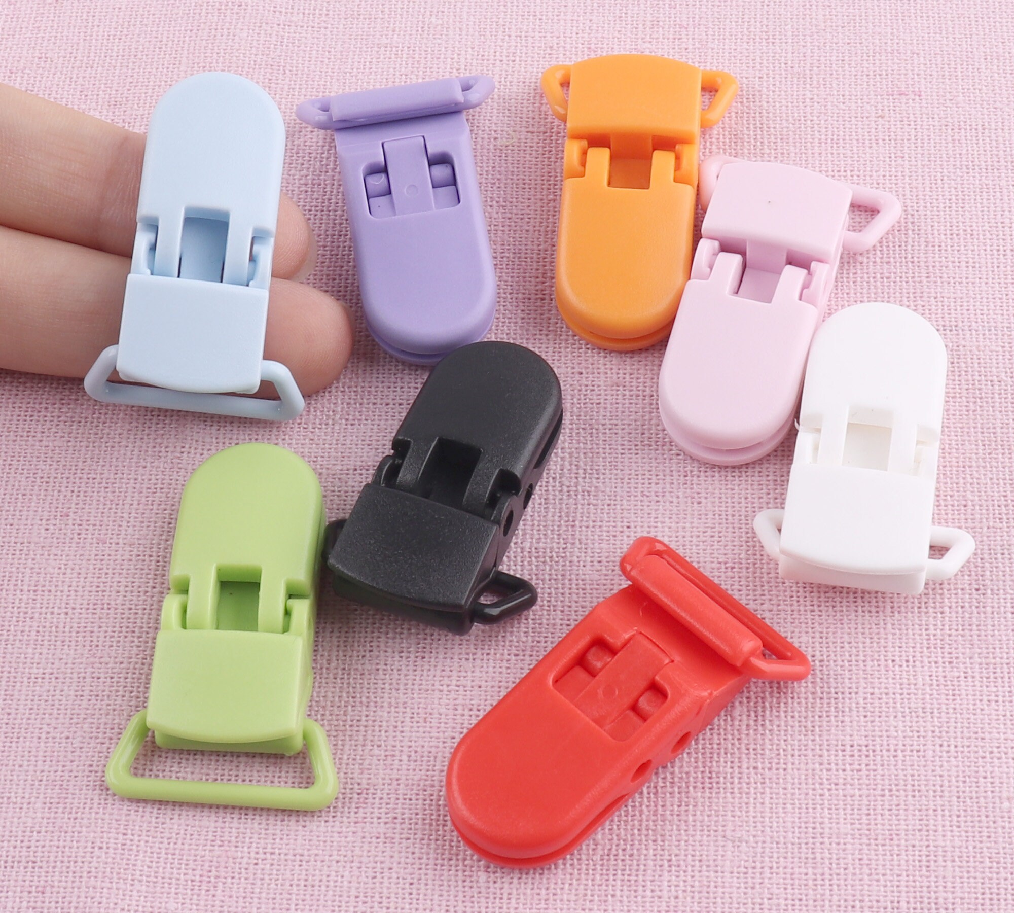 Colorful Suspender Clips Pacifier Clips Kam Clips Plastic Clips,mitten  Clips Plastic Clip for Dummy Chain,clothing/crafts Supplies-3/4'' 