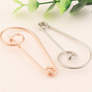 20 pcs Rose Gold/Silver Large Safety Pins,5628 mm Brooch Pin Back Safety Pin Giant Safety Pin,metal brooch pins kilt pins for clothes image 2