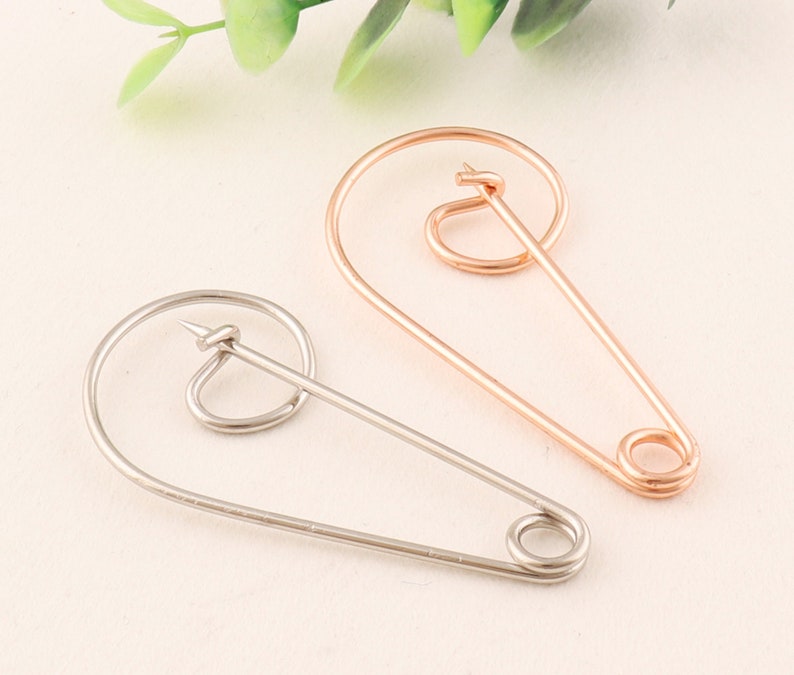 20 pcs Rose Gold/Silver Large Safety Pins,5628 mm Brooch Pin Back Safety Pin Giant Safety Pin,metal brooch pins kilt pins for clothes image 3