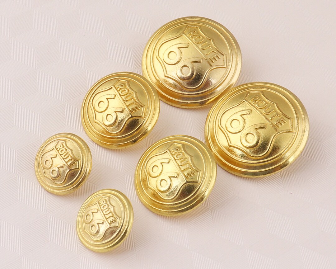 10 Pcs 13/18/23 Mm Gold Metal Button Vintage Buttonsroute 66 Etsy