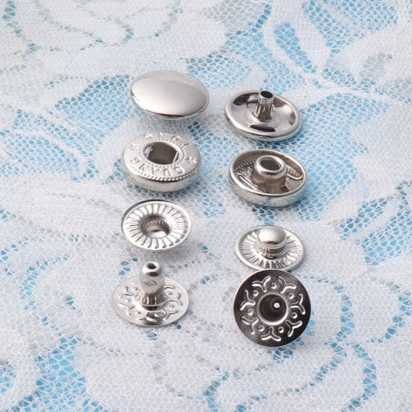 20 sets 12 mm Snap Buttons,round snap fastener,metal silver snap buttons,press stud for shirt clothes findings