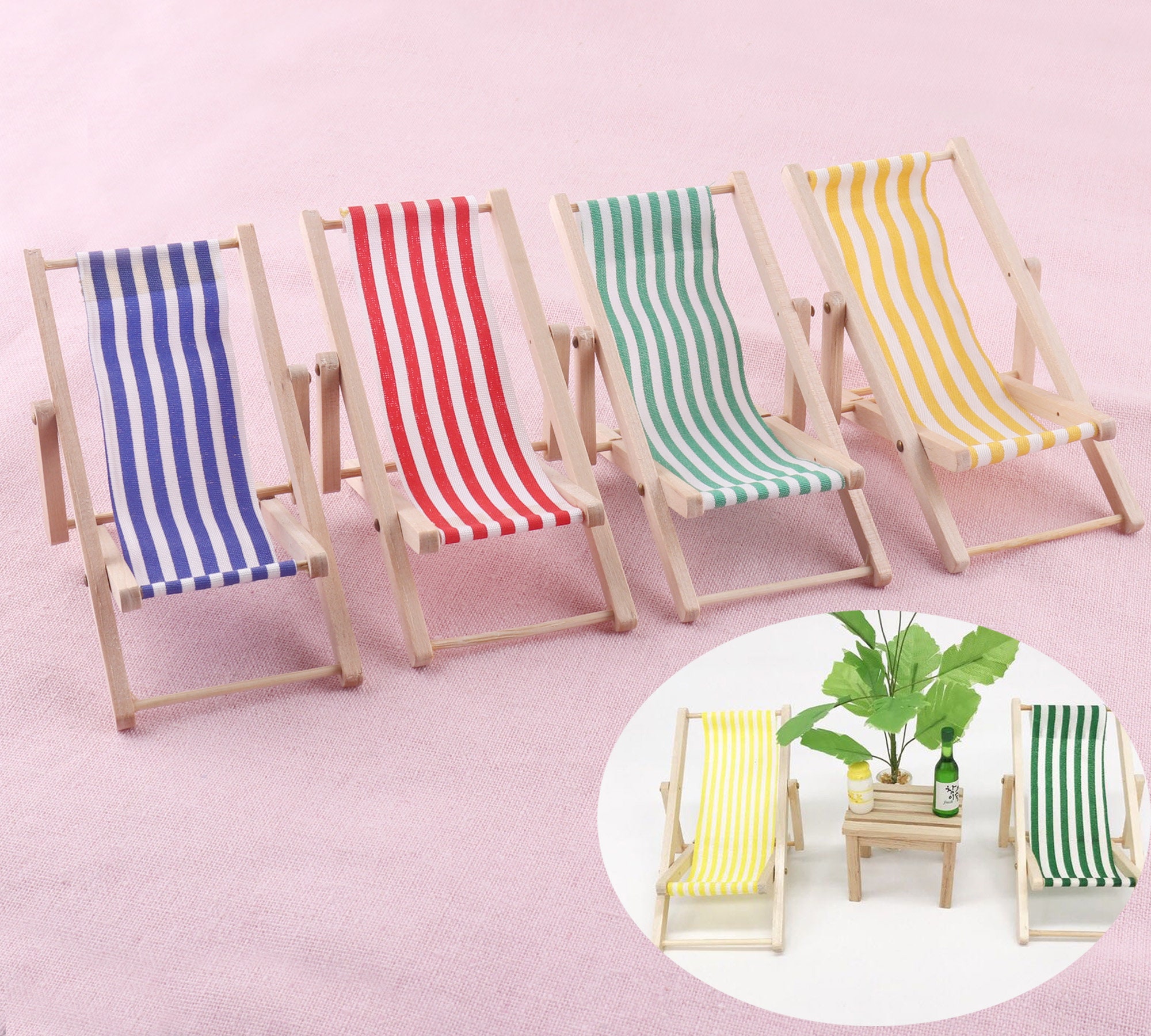 Miniature beach chairCute Art Wooden Dollhouse Mini Beach Etsy