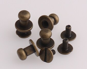 8 mm*9 mm Metal screws rivets,Belt screws rivets,Antique bronze Round Rivets Stud,Leather Rivet With Screws-20 sets