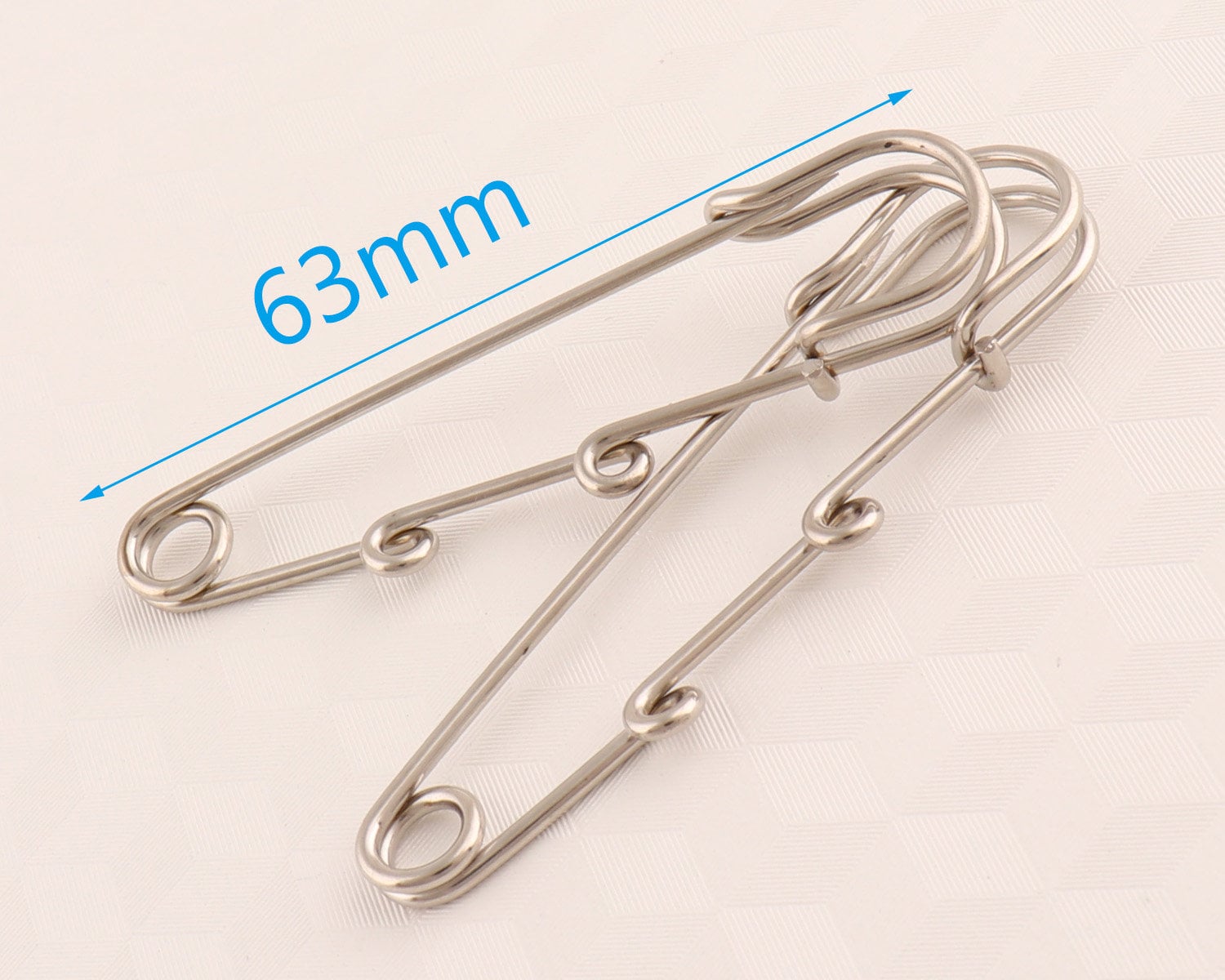 Safety Pins 2.95 Inch Large Metal Sewing Pins for Office Home Silver Tone  15Pcs
