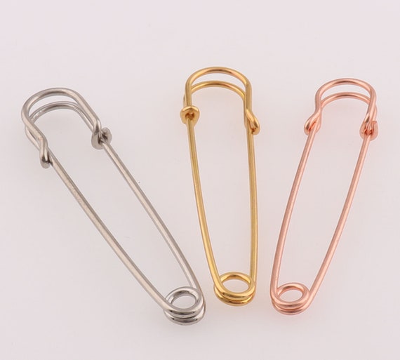 Rose Gold Safety Pins,rose Gold/silver Large Safety Pin Brooch,5528mm  Handmade Safety Pin Brooch Charm Holdersp2148 