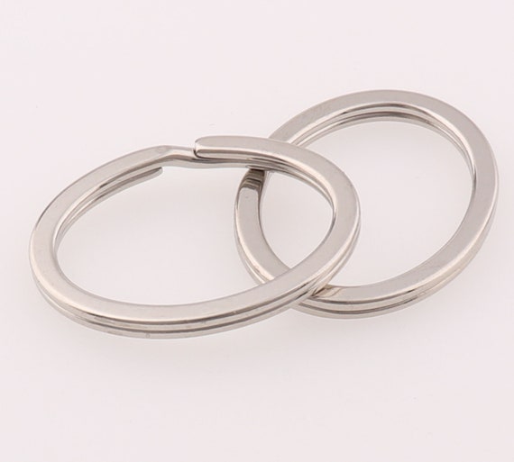 Oval Split Key Ring,silver Key Ring Chain Keyfob Leather Key Ring