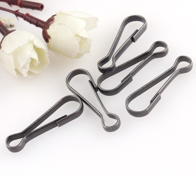 Black Lanyard Hook,Crafts Supplies,craft Lanyard Hook,hook Lanyard clasp,lanyard spring clip,Metal Lanyard clip for ID cardkeychain-1 13/'/'