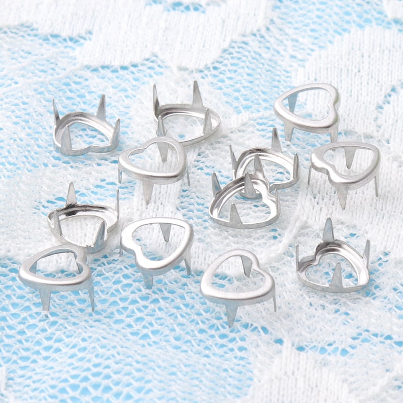 heart-shaped claw nail 100pcs prongs studs metal nail claw nail studs 7*5mm silver prongs studs