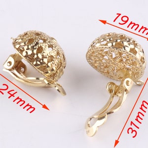 Light Gold Earring clip findings clip clip on earring converter 2 pairs clip on earrings non pierced ears plated earring clip-24*19mm