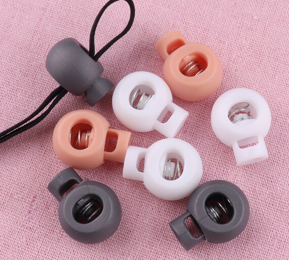 Double Holes Apparel Shoelace Cord Lock Bean Plastic Stopper Toggle Clip 