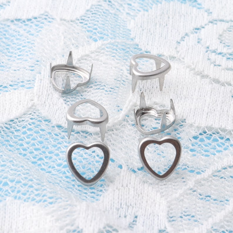 heart-shaped claw nail 100pcs prongs studs metal nail claw nail studs 7*5mm silver prongs studs