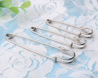 Safety pins silver kilt pins brooch pins large pins 10pcs iron safety pins 70mm 57mm 50mm