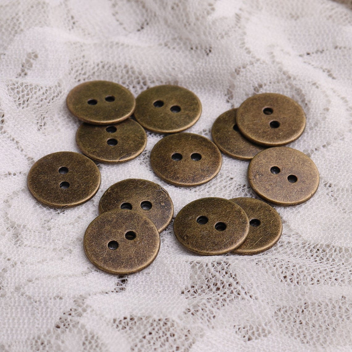 Metal Buttons2 Holes Sewing Buttons10 Pcs 14 Mm Round Bronze Etsy