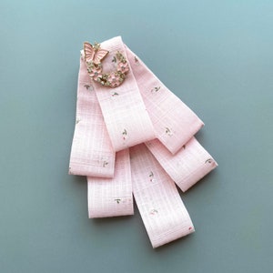 Bow Brooch of Linen Ribbon With Butterfly. Gift for Her. Women Handmade ...
