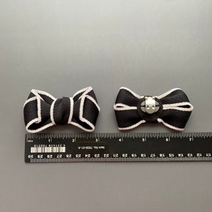 Black striped ribbon Bow Shoe Clips. Set of Two. Gift for Her. Shoe Decorations. image 3