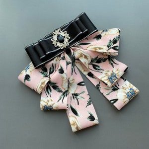 Womens black-pink brooch with flower. Gift for her. Mother gift.