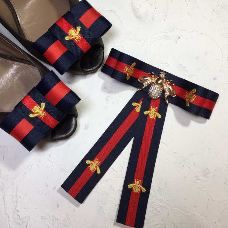 fashion bow brooch. Crown pin bow brooch Crown Bow Brooch Red and green bow brooch Designer inspired bow brooch