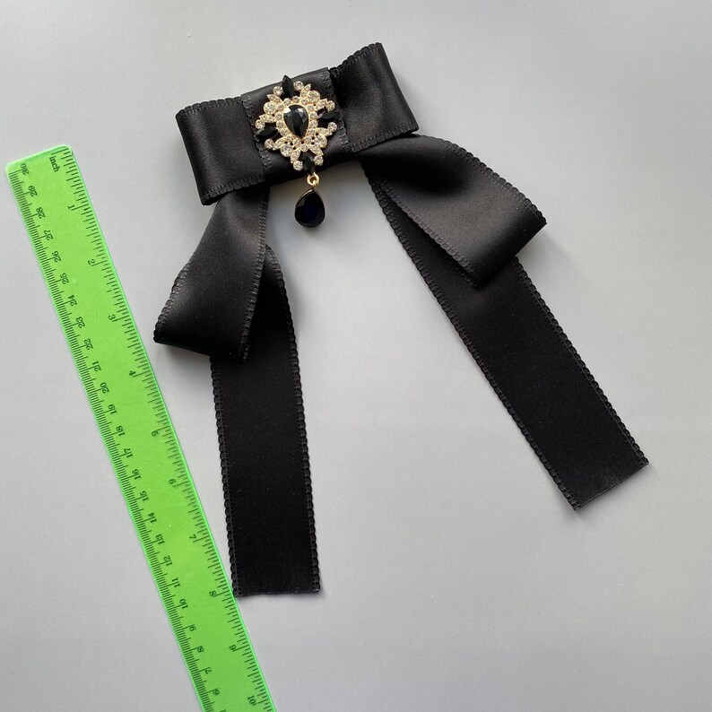 Black Bow Brooch Tie for Women. Gift for Her. Halloween Brooch