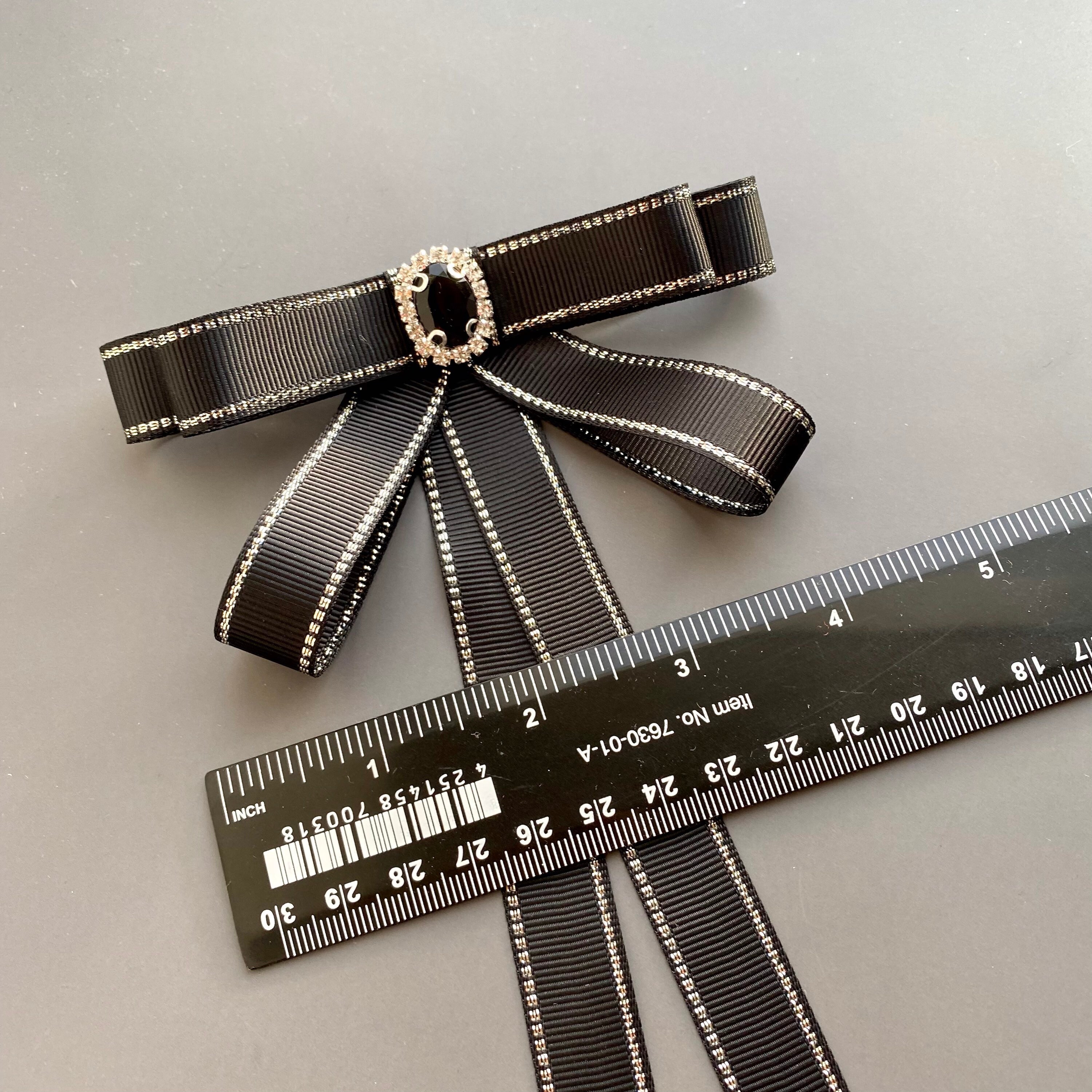 Black Vintage Rein-Stone Bow Victorian Style Black Bow Tie With Stone - Handmade  main image 2