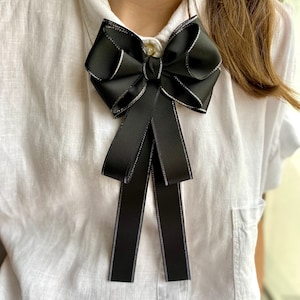 Black bow brooch . Cowboy ties handmade. Gift for her. Accessory for school girls.