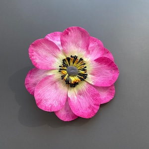 Crimson Anemone silk foam brooch. Purple flower brooch lapel pin. Flower pin. Gift for her.