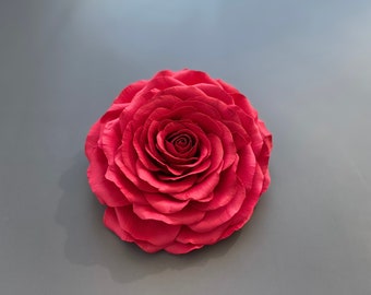 Extra large RED Rose brooch. Oversize brooch. Flower brooch. Gift for her.