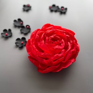 Extra large ROSE brooch. Valentines gift for her. Oversize brooch. Red rose pin. Gift for her.