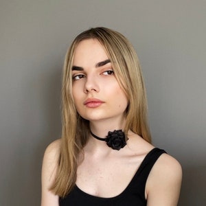 Black flower choker. Gothic rose Choker. Bohemian Necklace. Choker for Gift. Dainty Choker. Jewelry choker. Rose flower choker necklace.