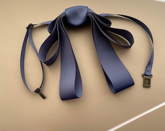 Navy bow ties for women. Gift for her. Handmade elegant ladies neckties.