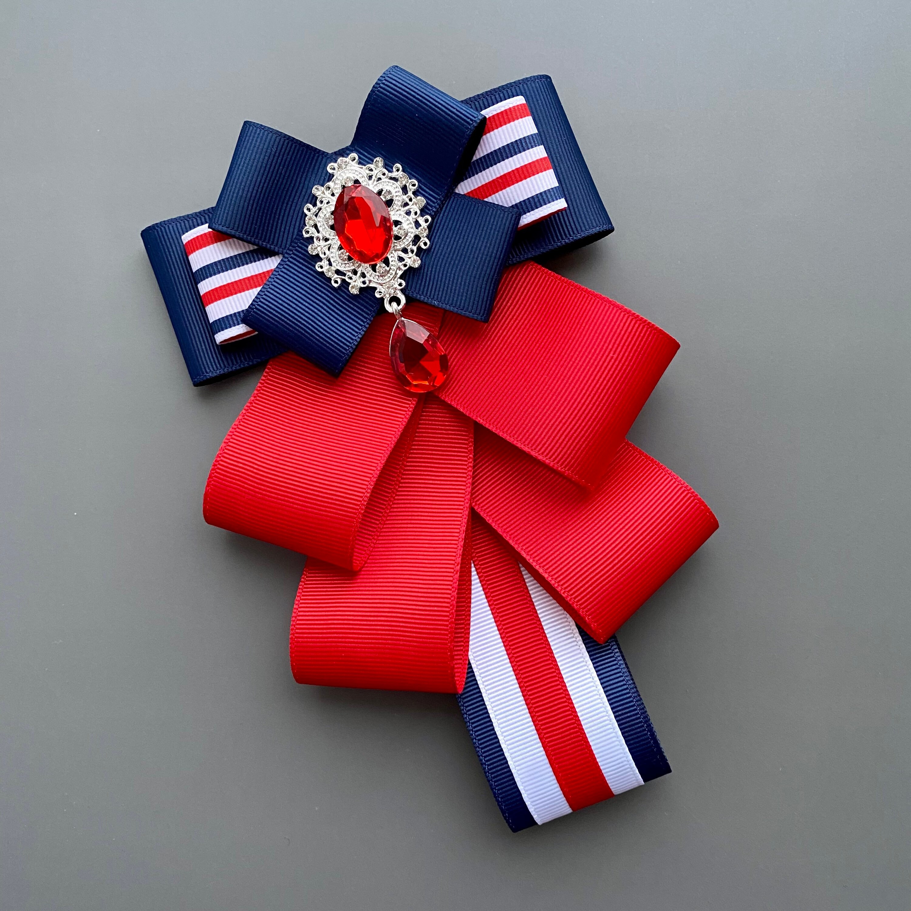 Patriotic Red White And Blue Stripe Ribbon Enamel Pin Back Lapel Pin Tie  Tack