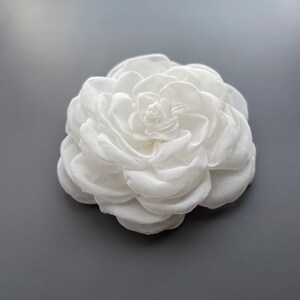 Extra large white chiffon rose brooch. Oversize brooch. White rose pin. Gift for her. image 7