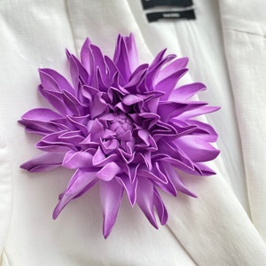 Large dahlia purple brooch. Oversize brooch. Flower brooch. Gift for her.