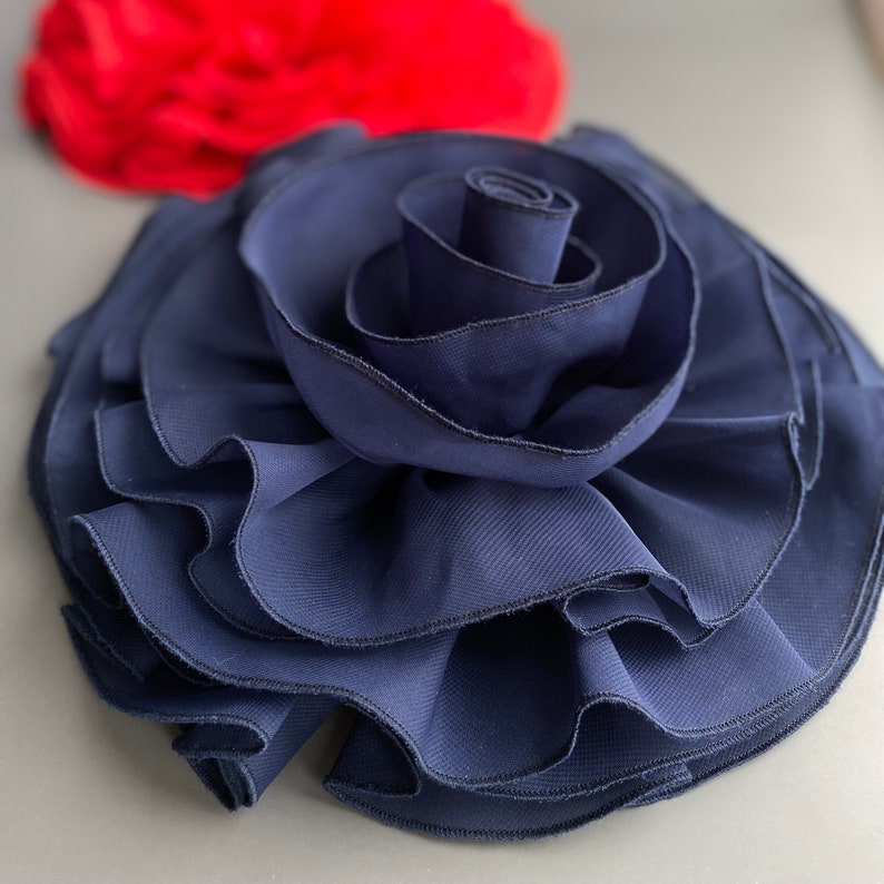 Extra large RED chiffon rose brooch. Oversized shoulder corsage floral pin. RED rose pin. Gift for her. image 5