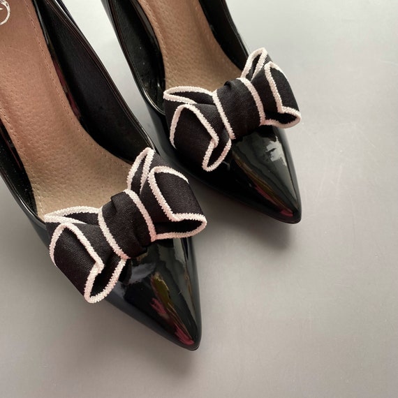 Fermagli Per Scarpe Con Fiocco In Seta E Cristalli - Decorazione Nera Per Tacchi E Ballerine - Foto 11