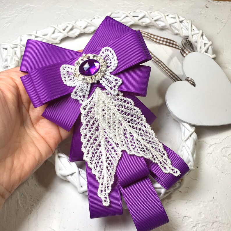 Womens Purple Bow Brooch. Valentines Gift. Etsy