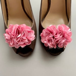 Pinces à chaussures et épinglette fleurs vieux rose. Pinces à chaussures fleuries. Lot de 2. Cadeau pour elle. image 3