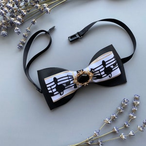 Black bow tie. Musician gift  for pianist.