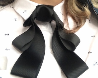 Black bow ties for women. Handmade elegant ladies neckties. Gift for her.