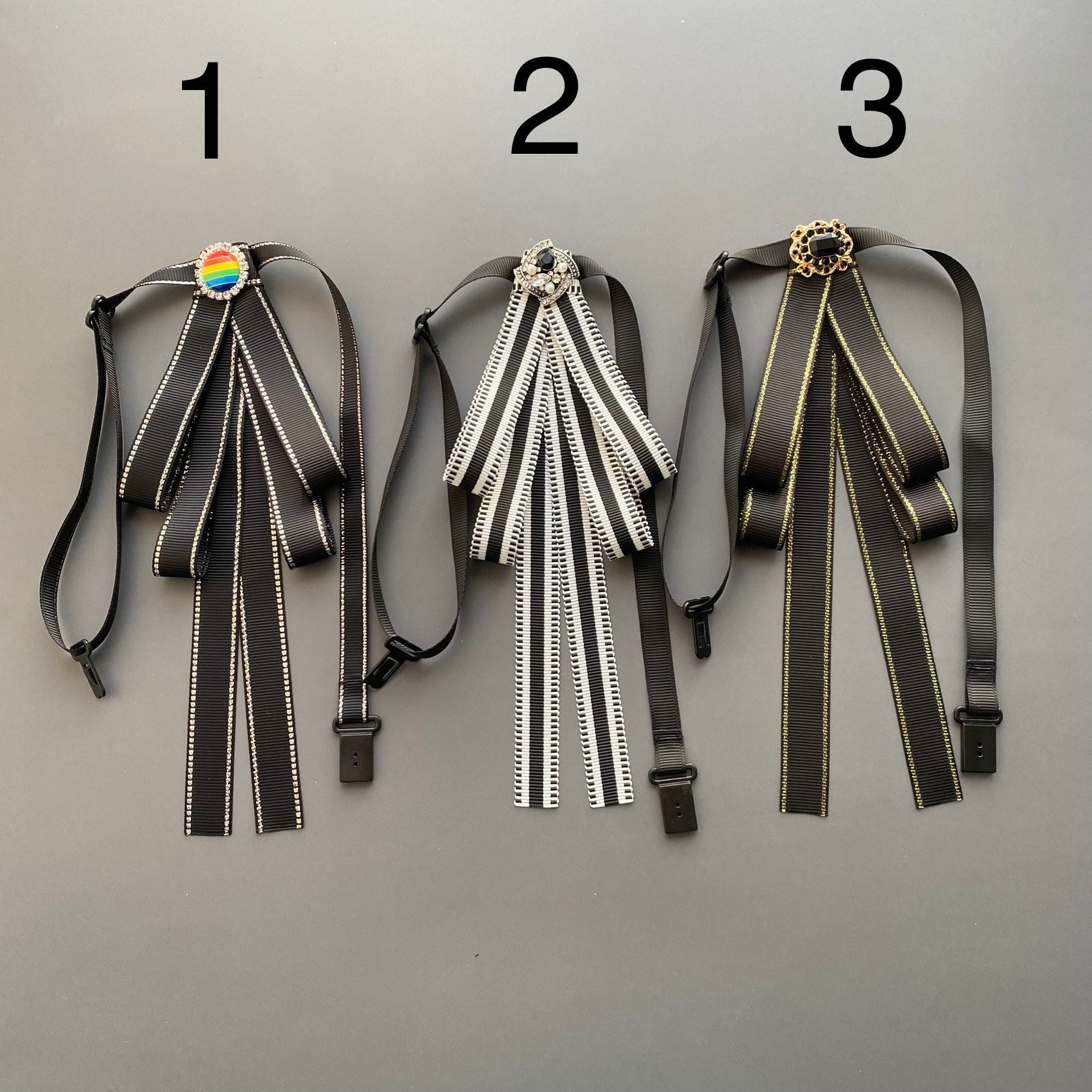 Set 3 Cravatte Nere Donna Papillon - Regolabili, Per Matrimoni, Lavoro E Occasioni Formali - Foto 5