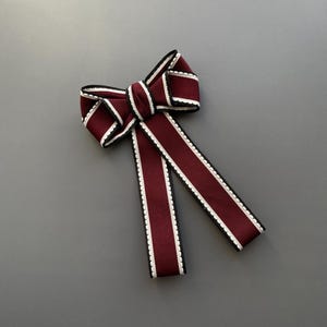 Burgundy Brooch with Striped Pattern - Handmade with Love for Women who Appreciate Style. Handmade women brooch. Gift for her.