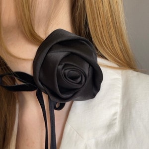 Black flower choker. Silk rose Choker. Bohemian Necklace. Choker for Gift. Dainty Choker. Jewelry choker. Rose flower choker necklace.