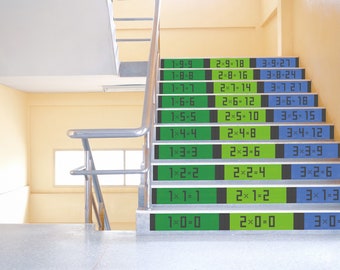 Multiplication Table Sticker | Stair Stickers | Stairway decals | Educational stair stickers I Learning Through Play at School