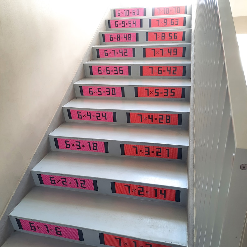 Multiplication Table Sticker Stair Stickers Stairway Decals Educational