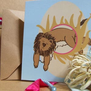 ON SALE *** steigerende Lion wenskaart met envelop Kraft - gepersonaliseerd bericht beschikbaar