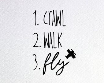 Crawl Walk Fly Baby SVG: Travel Onesie Cut File (PNG, DXF)