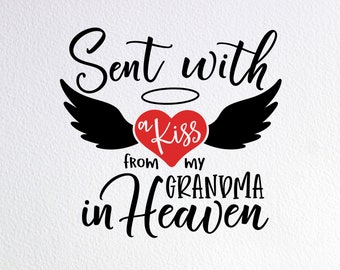 Grandma In Heaven SVG: Memorial Onesie Cut File (PNG, DXF)